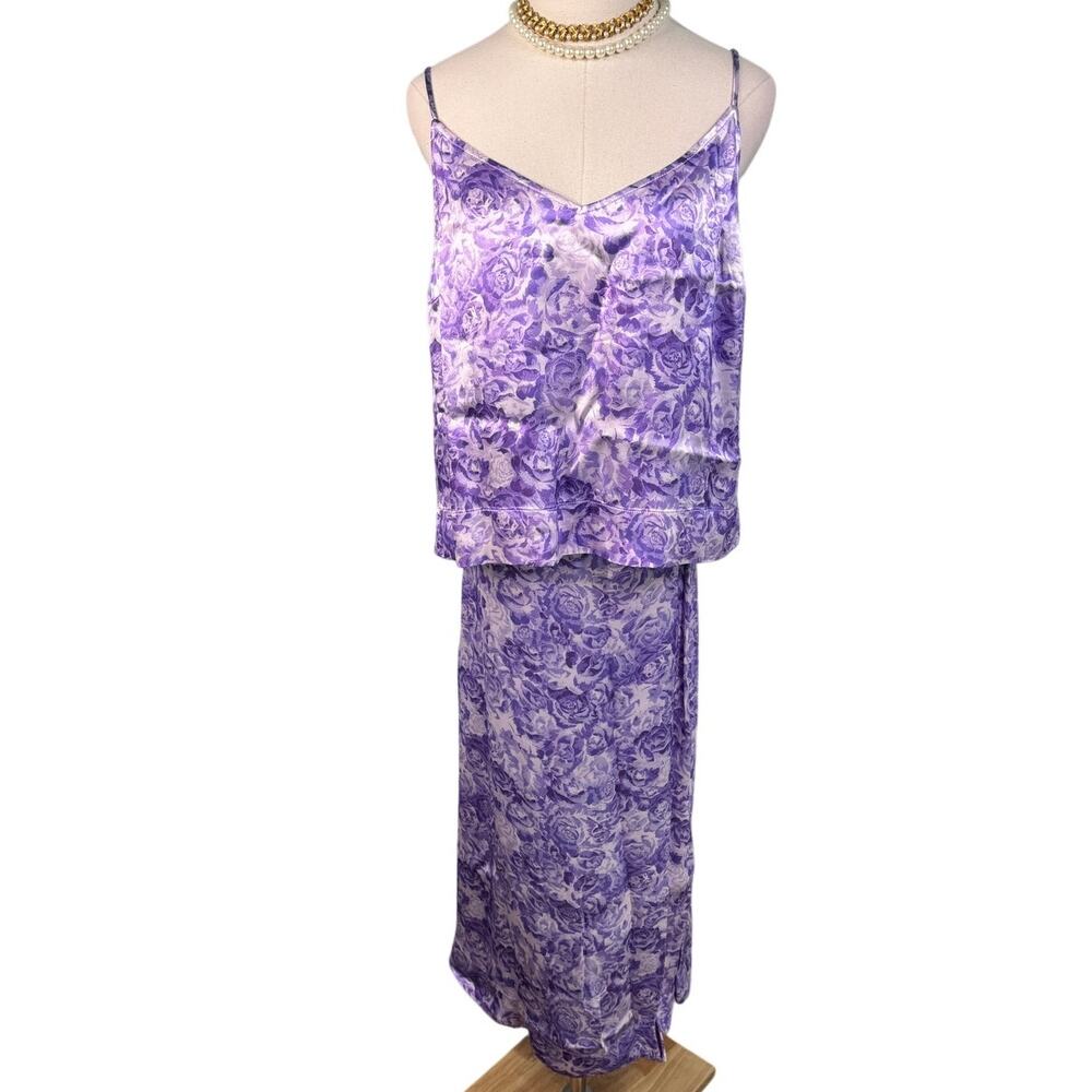 GANNI Heavy Satin Top + Pierced Detail Skirt Set violet tulip size 42 US 10/12 - Picture 15 of 16